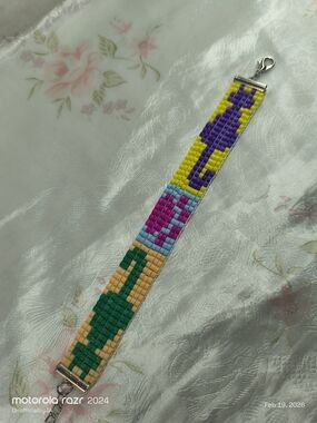 Handmade Beaded Bracelet in Yellow, Purple, Green, Pink, Blue